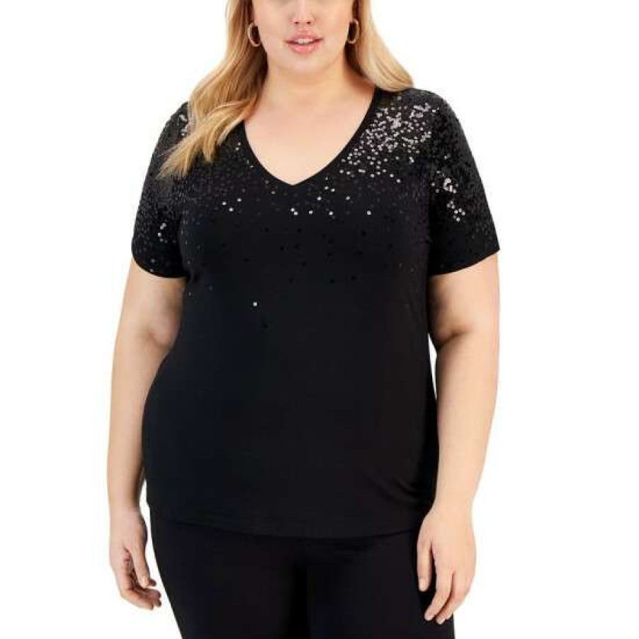 Women INC International Concepts | Best Deal Inc International Concepts Plus Size Sequined T-Shirt, Created For Macy'S