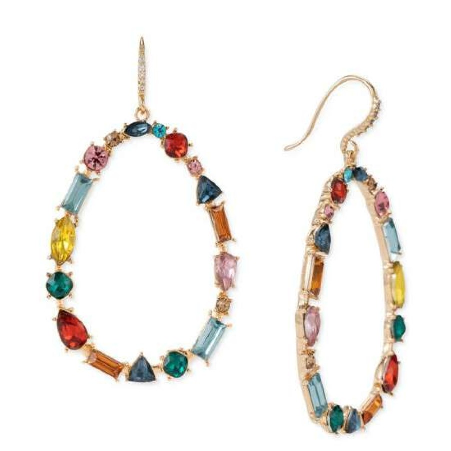 Jewelry & Watches INC International Concepts | Top 10 Inc International Concepts Gold-Tone Mixed Stone Open Oval Drop Earrings, Created For Macy'S Multi