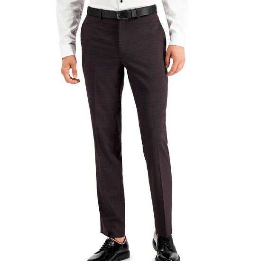 Men INC International Concepts | Deals Inc International Concepts Men'S Slim-Fit Purple Plaid Suit Pants, Created For Macy'S Berry Combo