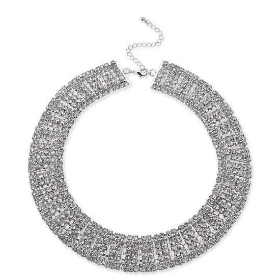 Jewelry & Watches INC International Concepts | New Inc International Concepts Tone Crystal Multi-Row Choker Necklace, 12-1/2 + 3 Extender, Created For Macy'S Silver