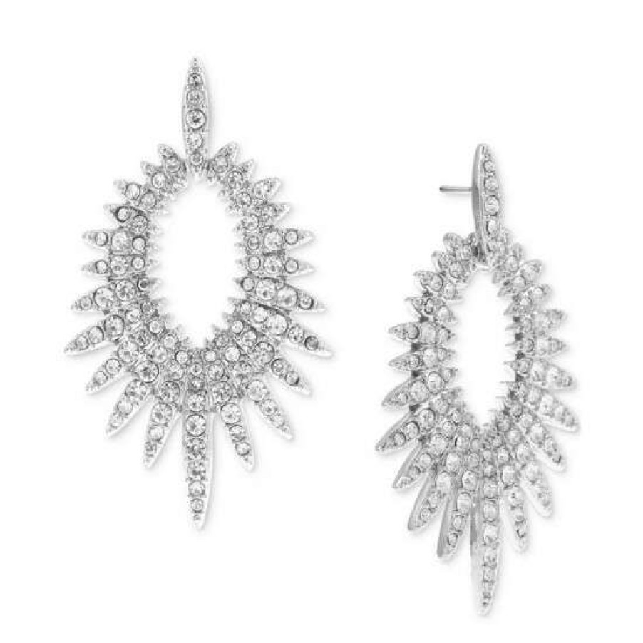 Jewelry & Watches INC International Concepts | Best Sale Inc International Concepts Tone Pave Starburst Doorknocker Drop Earrings, Created For Macy'S Silver