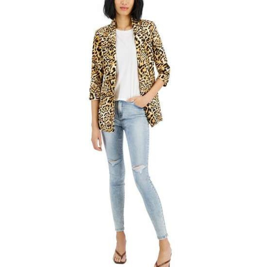 Petites INC International Concepts | Flash Sale Inc International Concepts Petite Printed 3/4-Sleeve Blazer, Created For Macy'S Caterina Cheetah