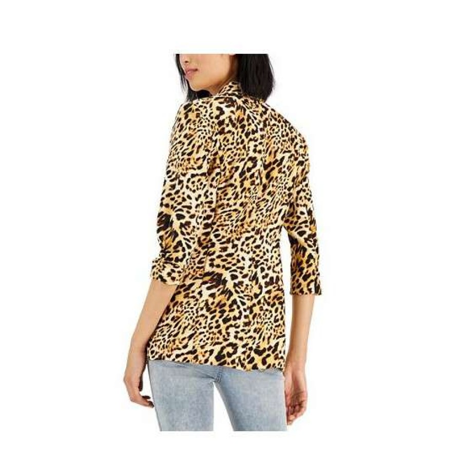 Petites INC International Concepts | Flash Sale Inc International Concepts Petite Printed 3/4-Sleeve Blazer, Created For Macy'S Caterina Cheetah