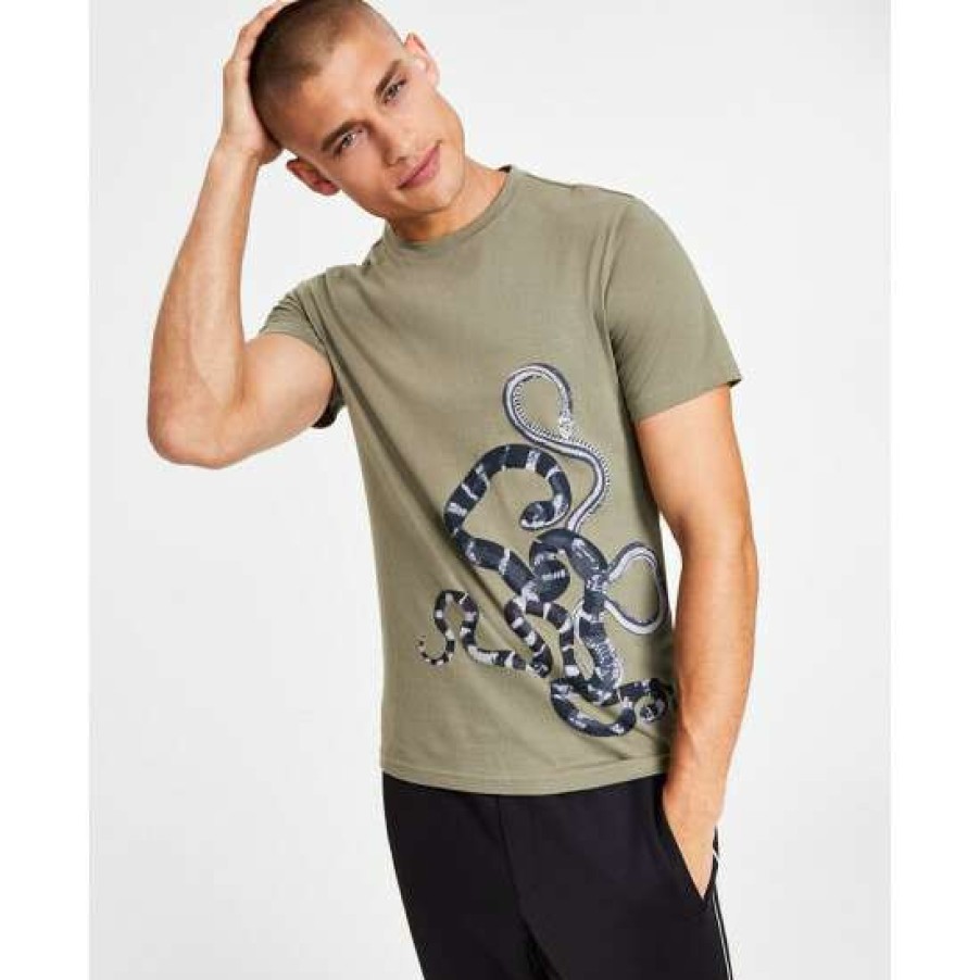 Men INC International Concepts | Cheap Inc International Concepts Men'S Snake-Graphic T-Shirt, Created For Macy'S Green Tea Leaf