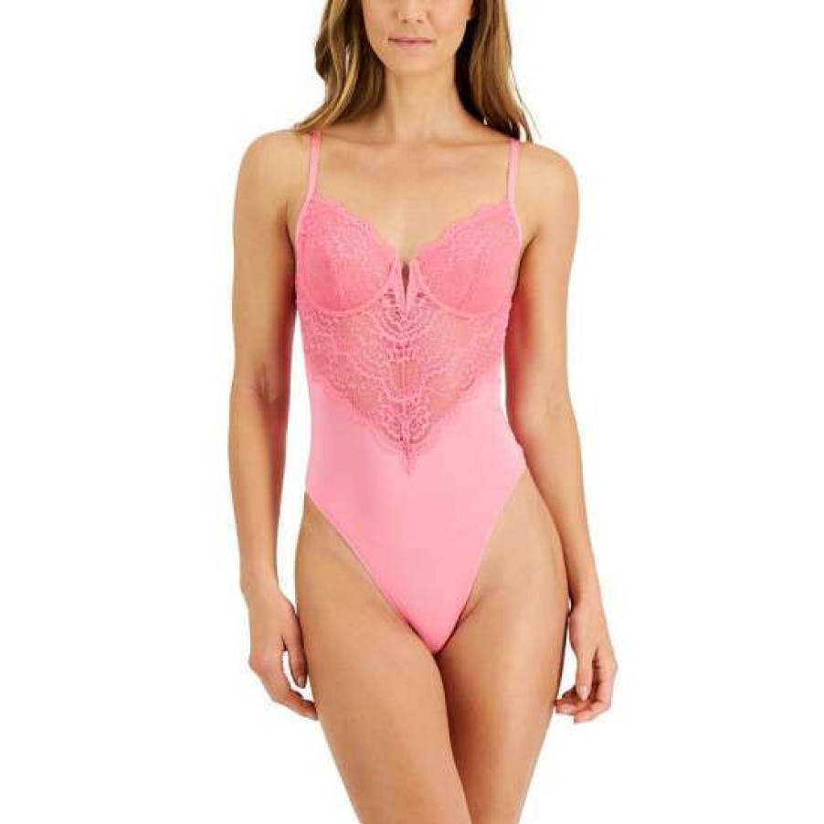 Women INC International Concepts | Coupon Inc International Concepts Micro Lace Bodysuit Created For Macy'S Pink Gemstone