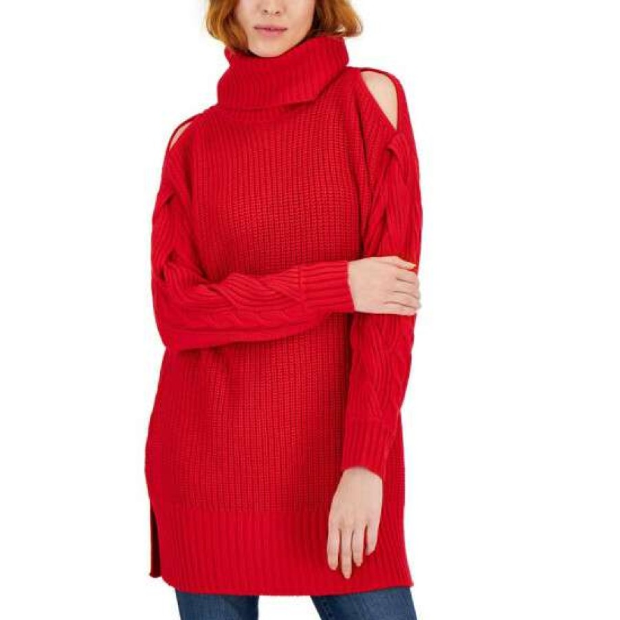 Women INC International Concepts | Best Pirce Inc International Concepts Women'S Cold-Shoulder Cable-Sleeve Sweater, Created For Macy'S