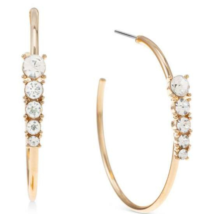 Jewelry & Watches INC International Concepts | Best Pirce Inc International Concepts Gold-Tone Graduated C-Hoop Earrings, Created For Macy'S Crystal