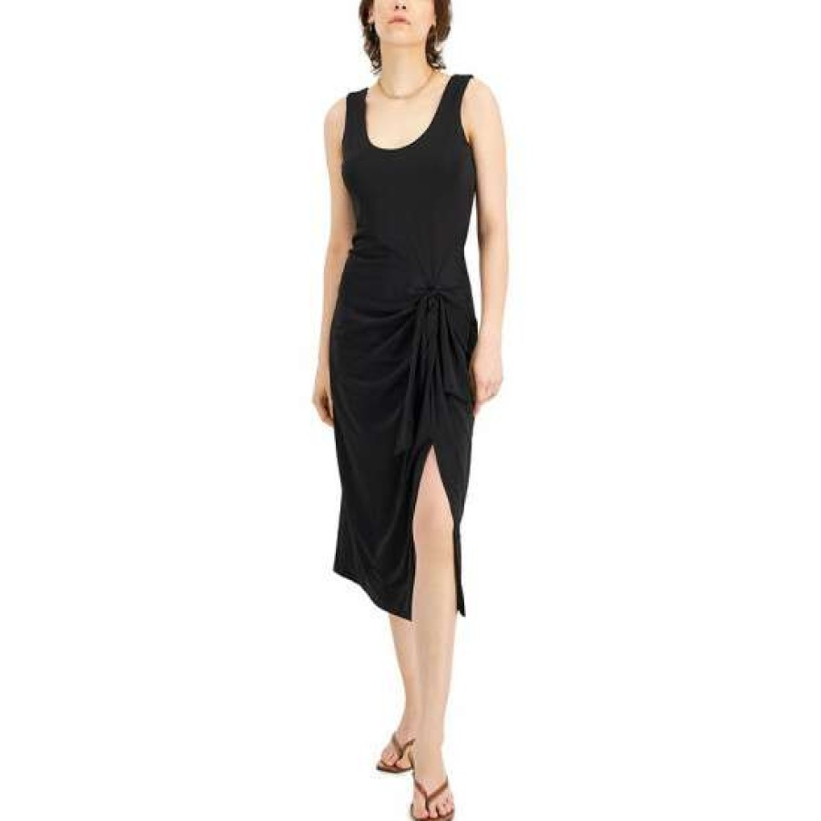 Women INC International Concepts | Cheap Inc International Concepts Tie Front Midi Dress, Created For Macy'S Deep Black