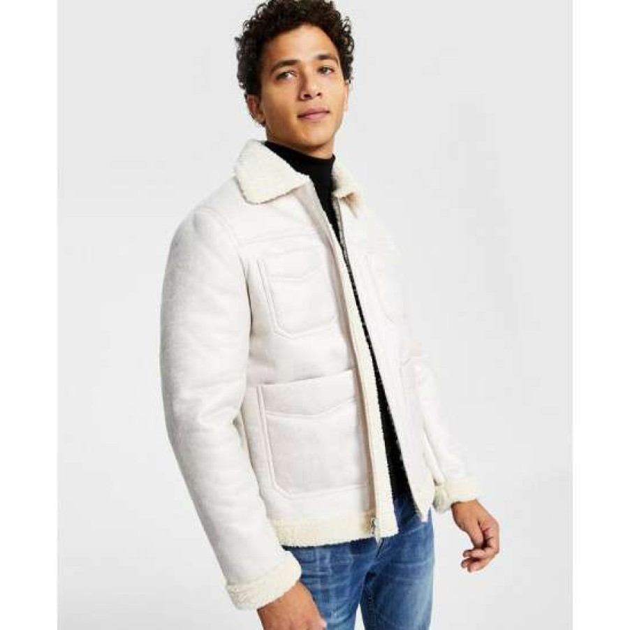 Men INC International Concepts | Brand New Inc International Concepts Men'S Flynn Fleece Trimmed Zip-Front Jacket, Created For Macy'S