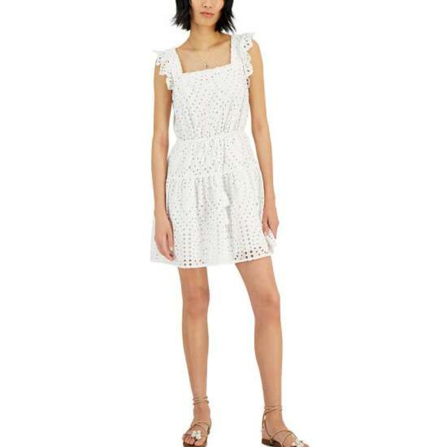 Women INC International Concepts | Hot Sale Inc International Concepts Women'S Eyelet Dress, Created For Macy'S Bright White