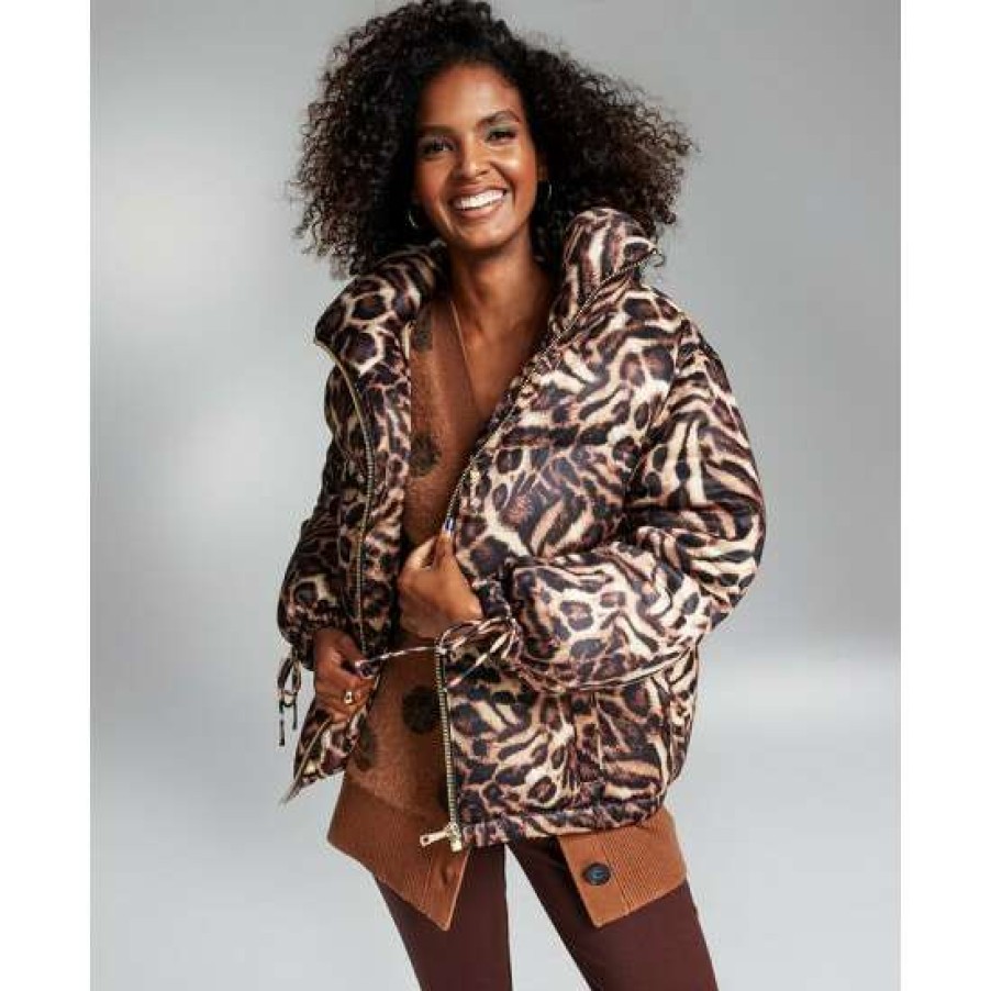 Women INC International Concepts | Best Pirce Inc International Concepts Ade Samuel For Inc Women'S Animal-Print Tie-Cuff Puffer Jacket, Created For Macy'S Bella Animal