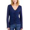 Women INC International Concepts | Buy Inc International Concepts Women'S Ruched-Center V-Neck Top, Created For Macy'S Indigo Sea