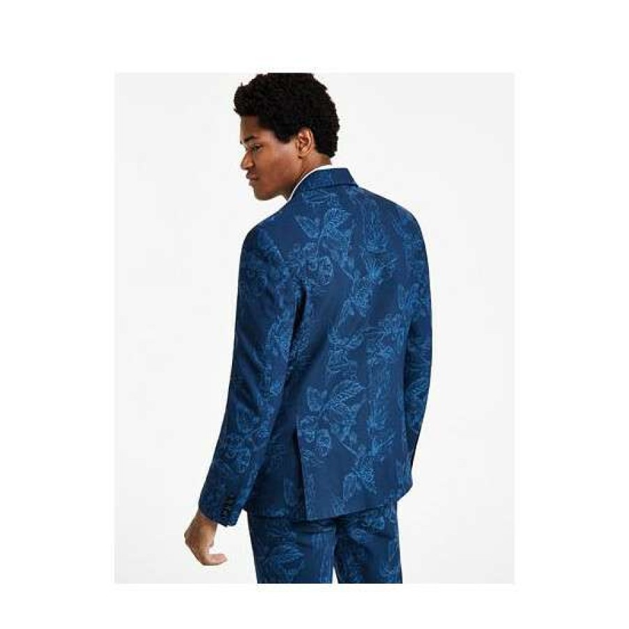 Men INC International Concepts | New Inc International Concepts Men'S Slim-Fit Foliage Print Blazer, Created For Macy'S Basic Navy