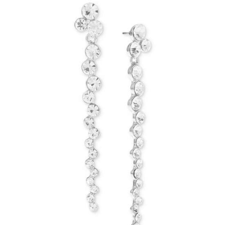 Jewelry & Watches INC International Concepts | Top 10 Inc International Concepts Tone Crystal Linear Drop Earrings, Created For Macy'S Silver