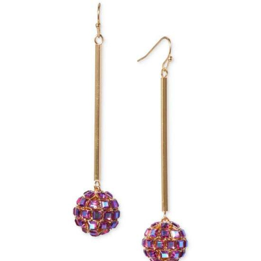 Jewelry & Watches INC International Concepts | Flash Sale Inc International Concepts Bar & Crystal Disco Ball Linear Drop Earrings, Created For Macy'S