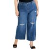 Women INC International Concepts | Wholesale Inc International Concepts Plus Size Cheetah-Print Destructed Wide-Leg Jeans, Created For Macy'S Medium Indigo