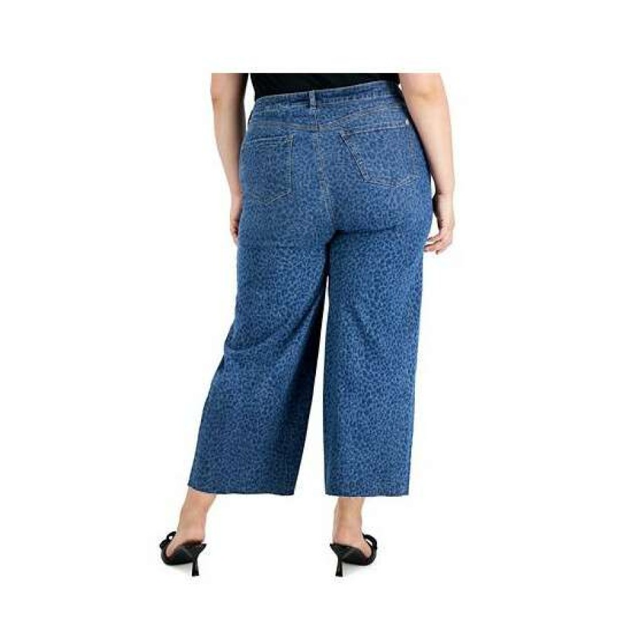 Women INC International Concepts | Wholesale Inc International Concepts Plus Size Cheetah-Print Destructed Wide-Leg Jeans, Created For Macy'S Medium Indigo