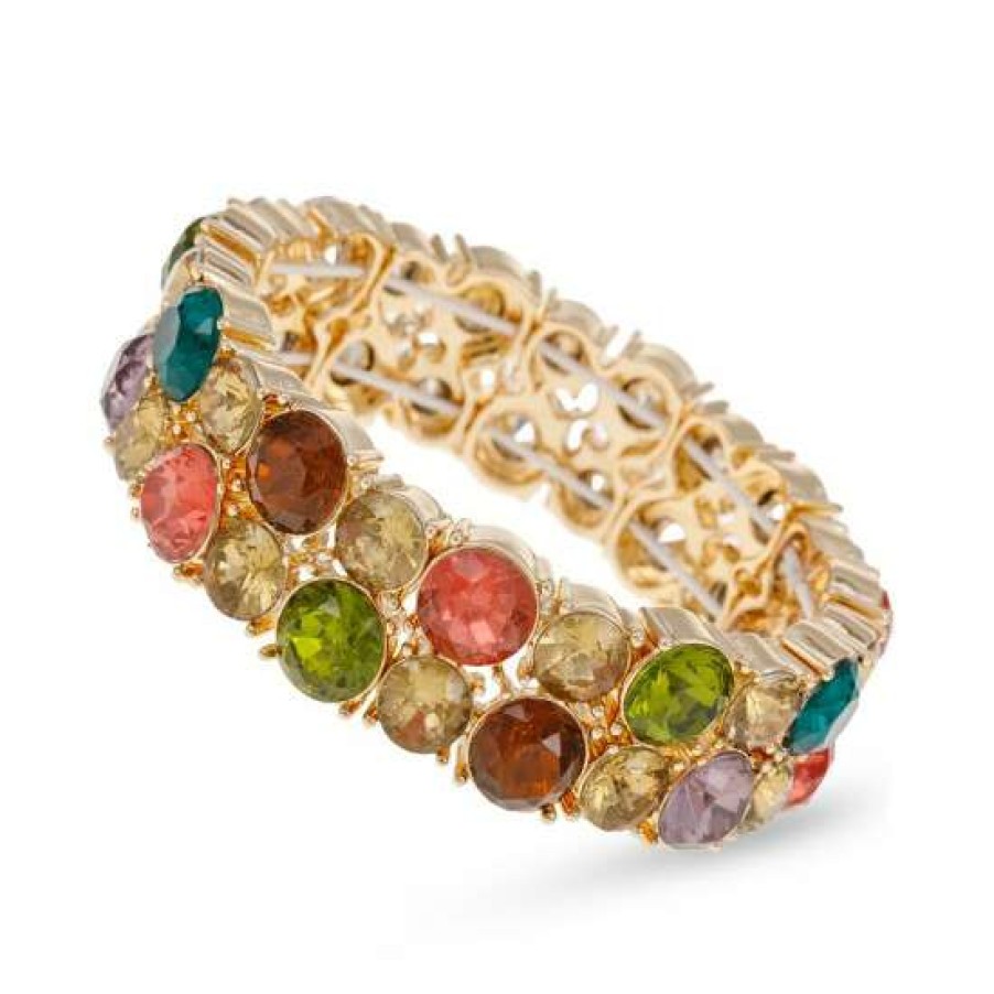 Jewelry & Watches INC International Concepts | Cheapest Inc International Concepts Gold-Tone Color Stone Double-Row Stretch Bracelet, Created For Macy'S Multi