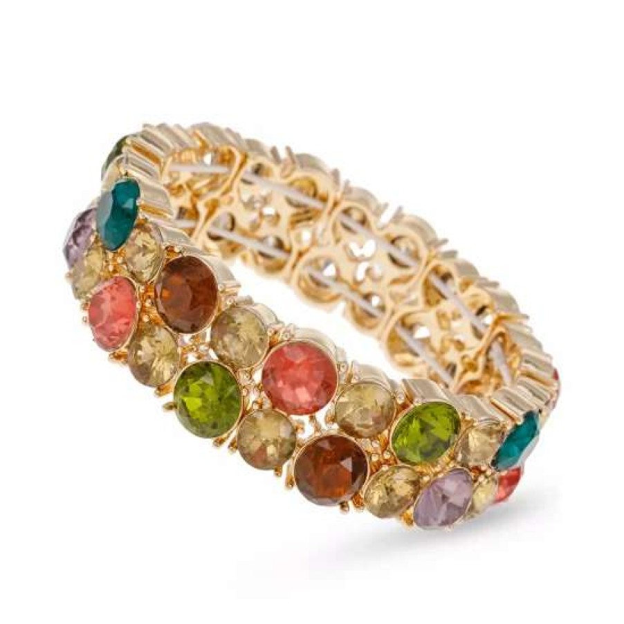 Jewelry & Watches INC International Concepts | Cheapest Inc International Concepts Gold-Tone Color Stone Double-Row Stretch Bracelet, Created For Macy'S Multi