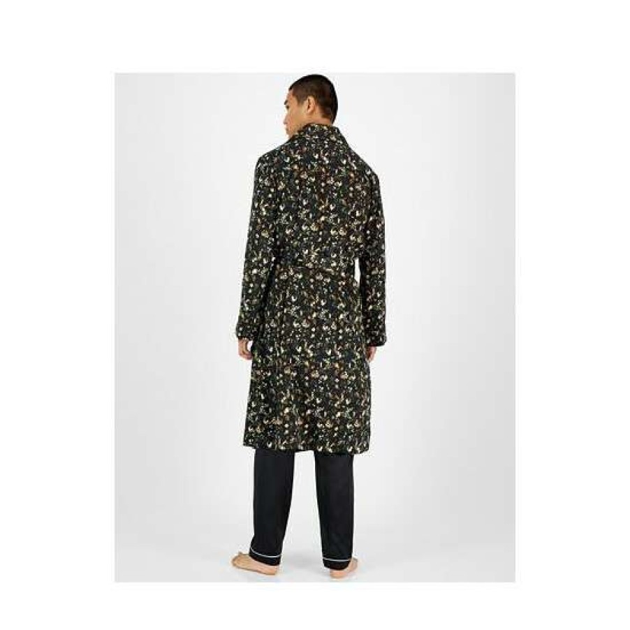 Men INC International Concepts | Wholesale Inc International Concepts I.N.C. International Concepts Men'S Floral-Print Robe, Created For Macy'S Black/Green