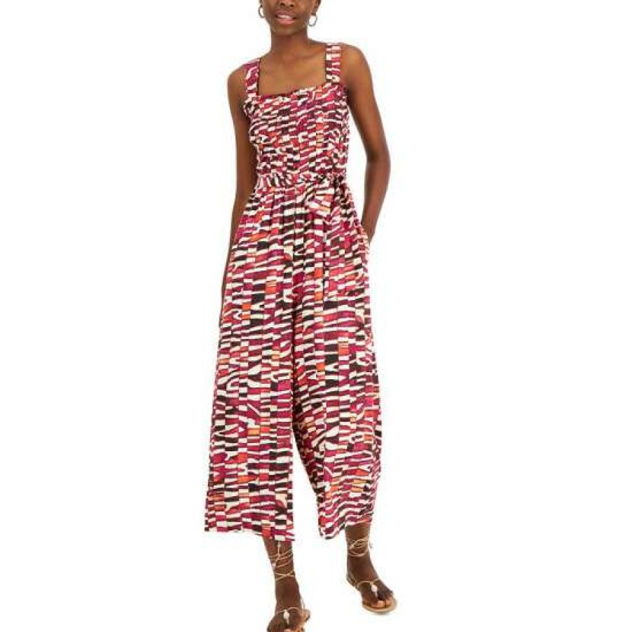 Women INC International Concepts | Best Sale Inc International Concepts Women'S Smocked-Bodice Jumpsuit, Created For Macy'S Zeta Zebra