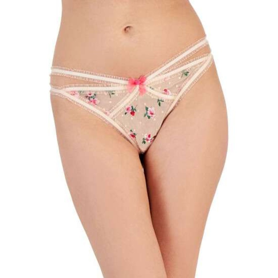 Women INC International Concepts | New Inc International Concepts Women'S Embroidered Floral Thong Underwear, Created For Macy'S Rose