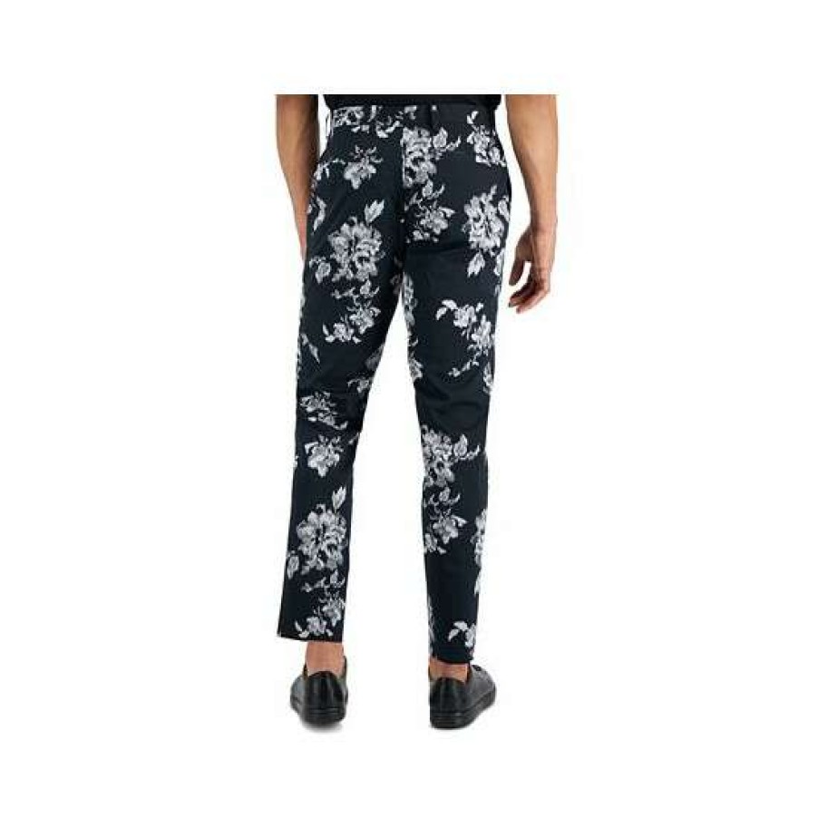 Men INC International Concepts | Top 10 Inc International Concepts I.N.C. International Concepts Men'S Slim-Fit Floral Suit Pants, Created For Macy'S Deep Black