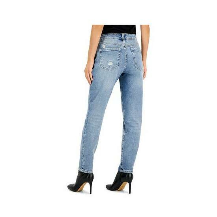 Women INC International Concepts | Best Sale Inc International Concepts Petite Mid-Rise Distressed Button-Fly Jeans, Created For Macy'S Medium Indigo