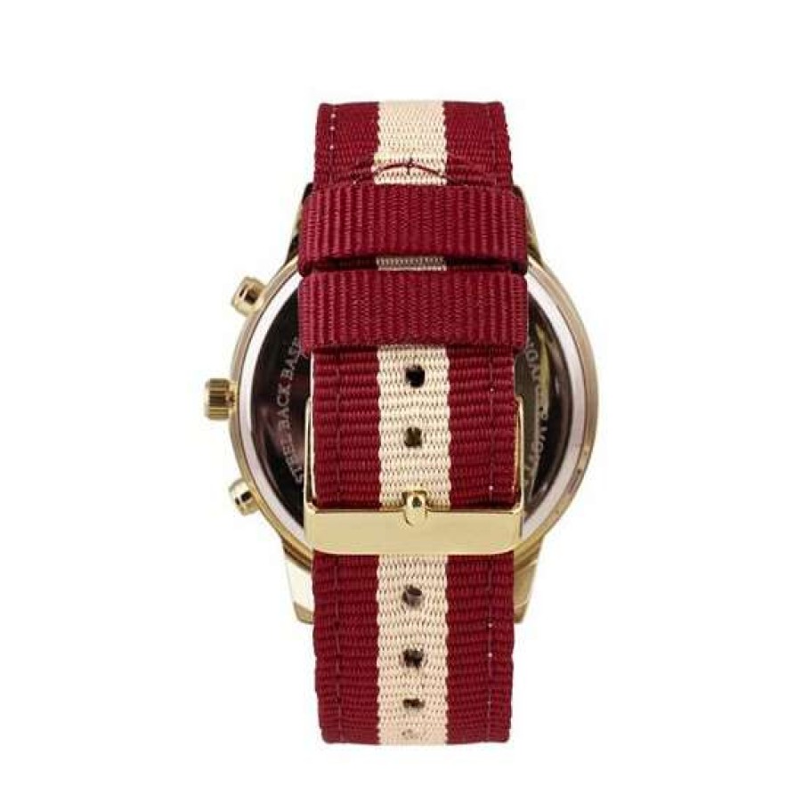 Jewelry & Watches INC International Concepts | Best Sale Inc International Concepts Men'S Stripe Nylon Strap Watch 45Mm, Created For Macy'S Red