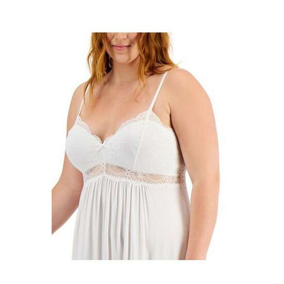 Women INC International Concepts | Wholesale Inc International Concepts Plus-Size Lace-Detail Heavenly Soft Chemise, Created For Macy'S Bright White