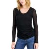 Women INC International Concepts | Top 10 Inc International Concepts Women'S Side-Ruched Mesh Top, Created For Macy'S Deep Black