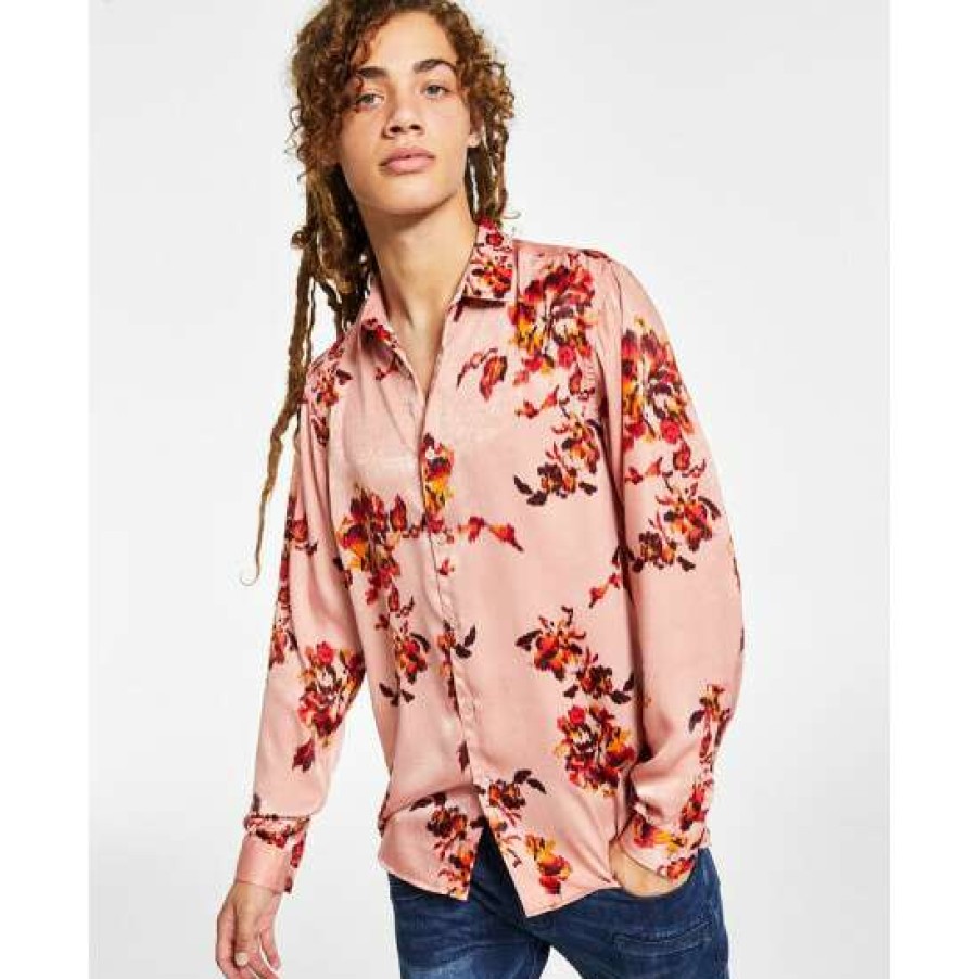 Men INC International Concepts | Best Pirce Inc International Concepts I.N.C. International Concepts Men'S Regular-Fit Floral-Print Shirt, Created For Macy'S Noble Blush