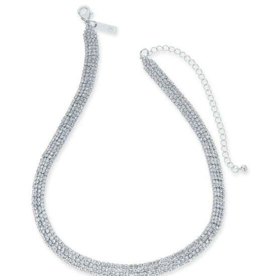 Jewelry & Watches INC International Concepts | Best Reviews Of Inc International Concepts Rhinestone Mesh Statement Necklace, 15 + 4 Extender, Created For Macy'S Silver