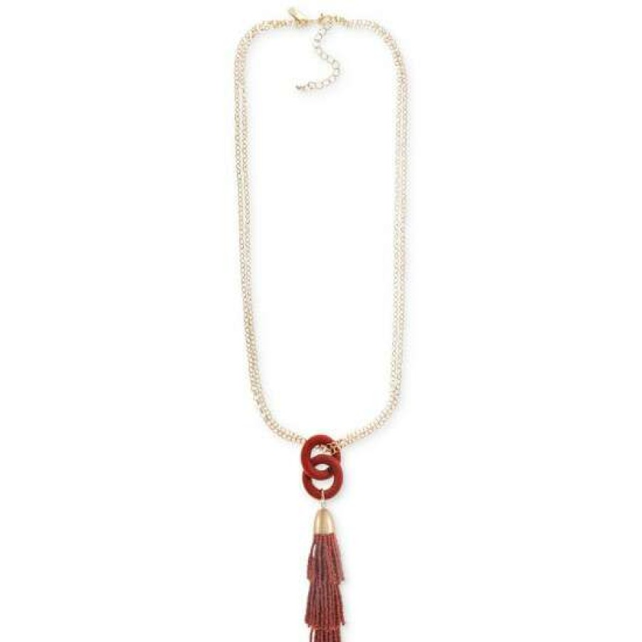 Jewelry & Watches INC International Concepts | Deals Inc International Concepts Gold-Tone Seed Bead Tassel Long Pendant Necklace, 28 + 3 Extender, Created For Macy'S Orange