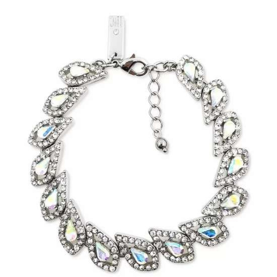 Jewelry & Watches INC International Concepts | Deals Inc International Concepts Tone Crystal Teardrop Flex Bracelet, Created For Macy'S Silver