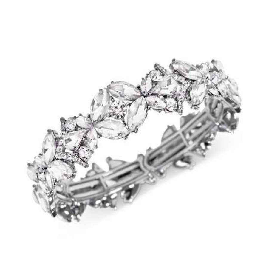 Jewelry & Watches INC International Concepts | Top 10 Inc International Concepts Tone Mixed Crystal Stretch Bracelet, Created For Macy'S Silver