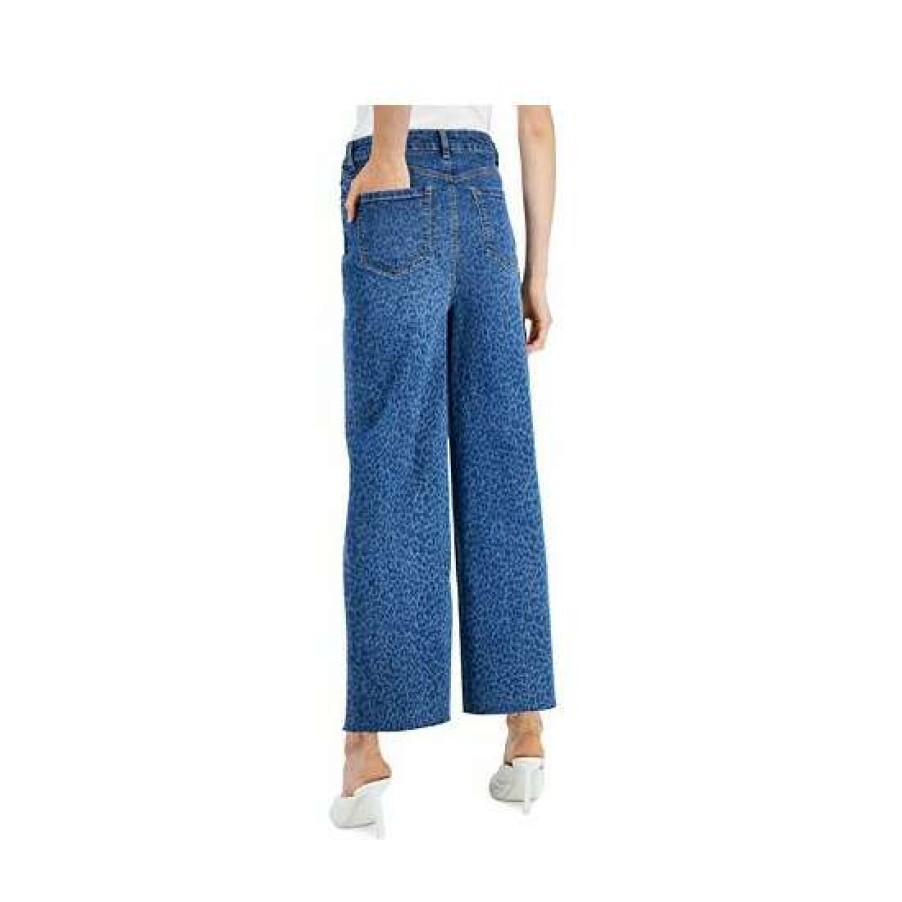 Women INC International Concepts | Promo Inc International Concepts Women'S Animal-Print Destructed Wide-Leg Jeans, Created For Macy'S Medium Indigo