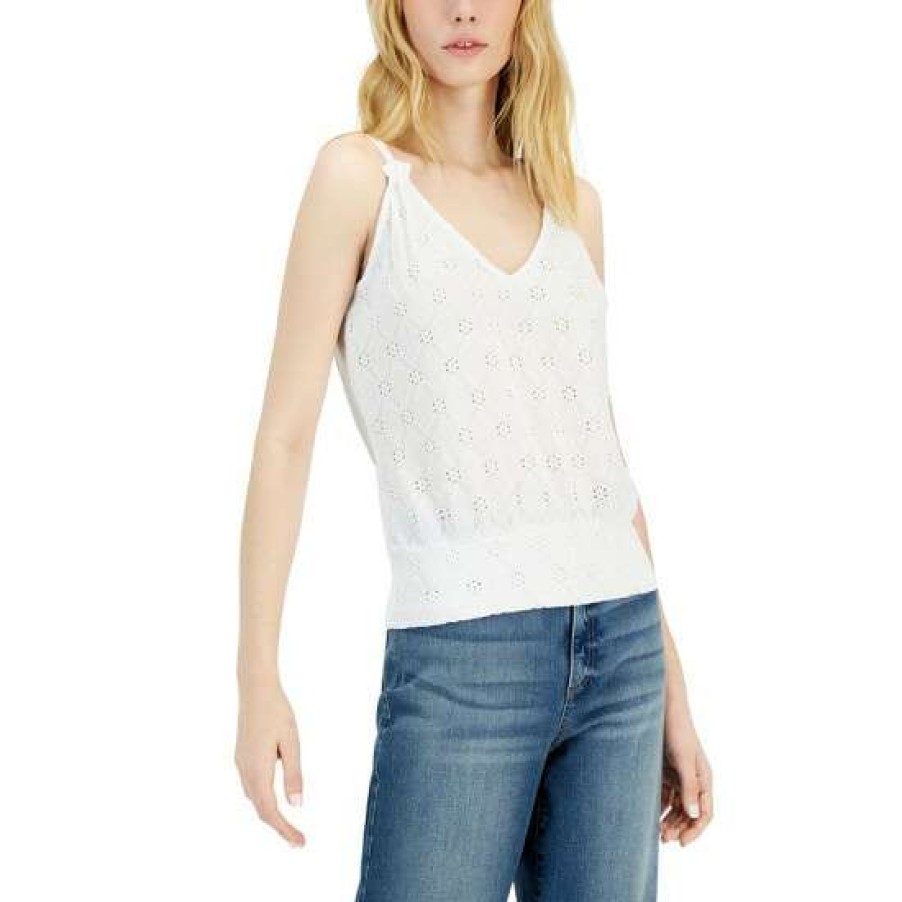 Women INC International Concepts | New Inc International Concepts Women'S Sleeveless Eyelet Knit V-Neck Top, Created For Macy'S