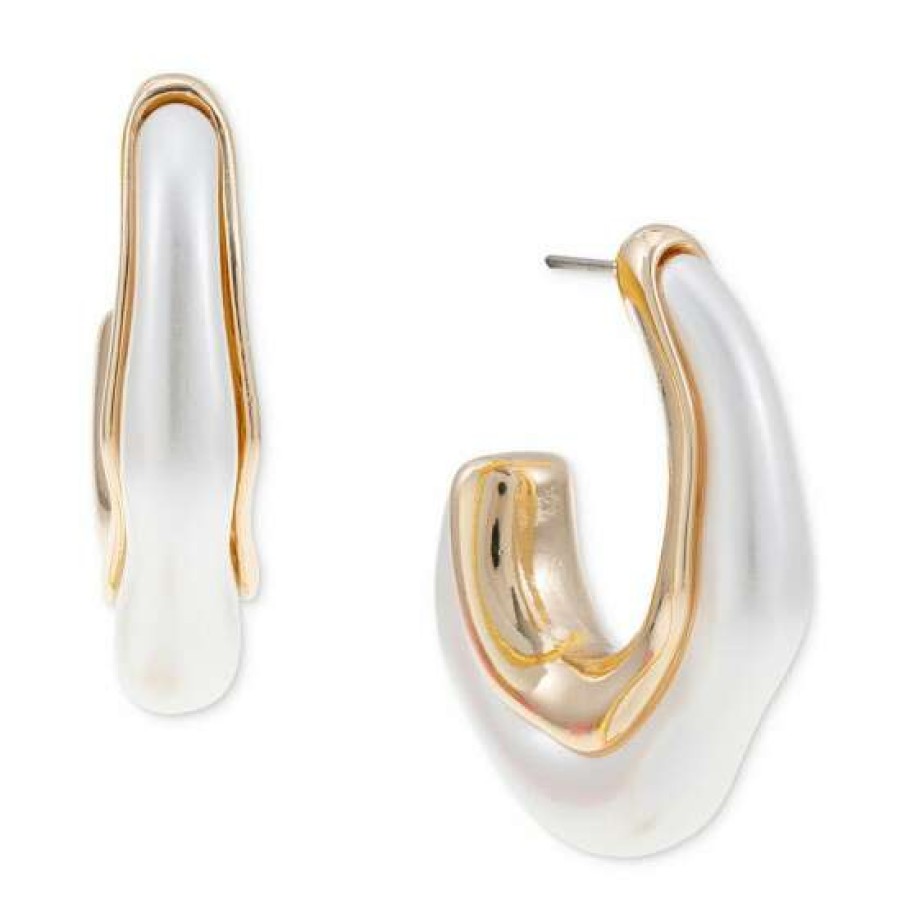 Jewelry & Watches INC International Concepts | Wholesale Inc International Concepts Gold-Tone Color Sculptural J-Hoop Earrings, Created For Macy'S White