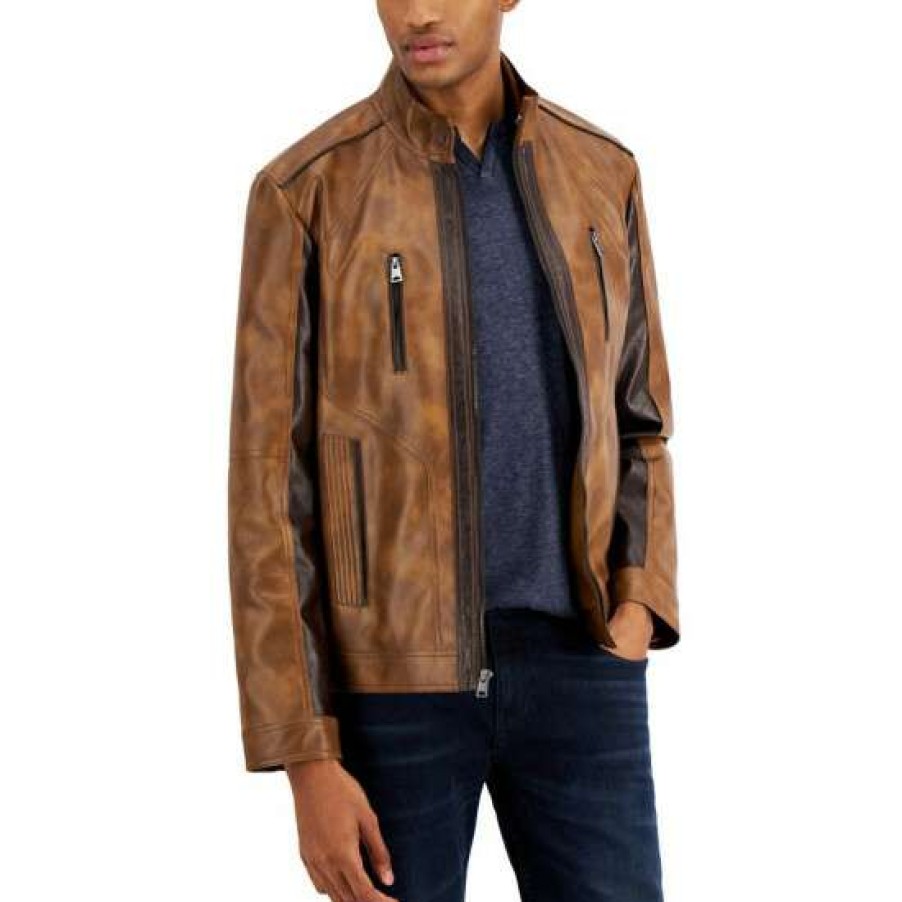 Men INC International Concepts | Brand New Inc International Concepts Men'S Jaxyn Jacket, Created For Macy'S Cognac Brown