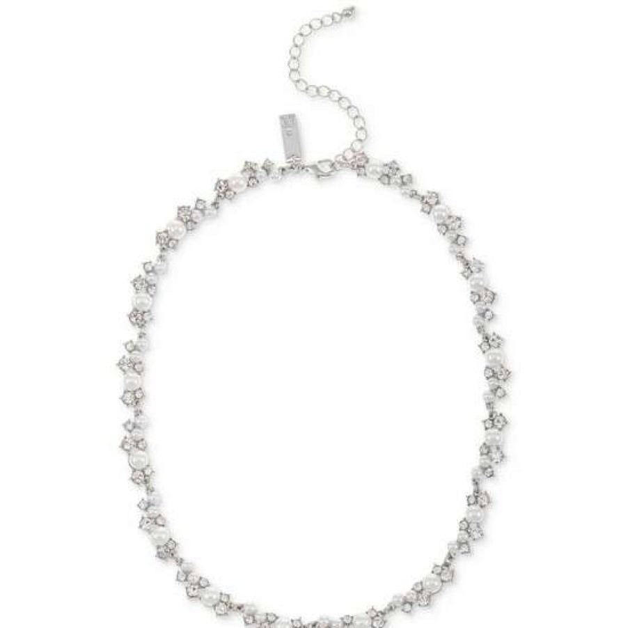 Jewelry & Watches INC International Concepts | Buy Inc International Concepts Tone Crystal & Imitation Pearl Cluster All-Around Collar Necklace, 16 + 3 Extender, Created For Macy'S Silver