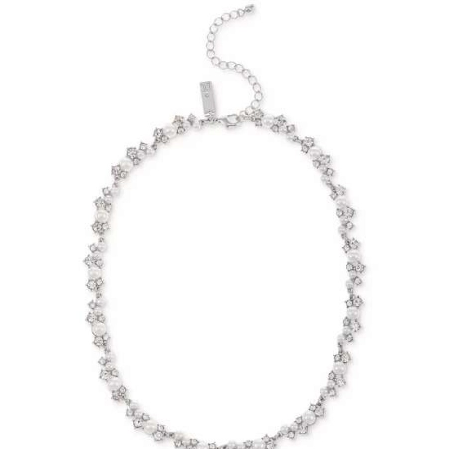 Jewelry & Watches INC International Concepts | Buy Inc International Concepts Tone Crystal & Imitation Pearl Cluster All-Around Collar Necklace, 16 + 3 Extender, Created For Macy'S Silver