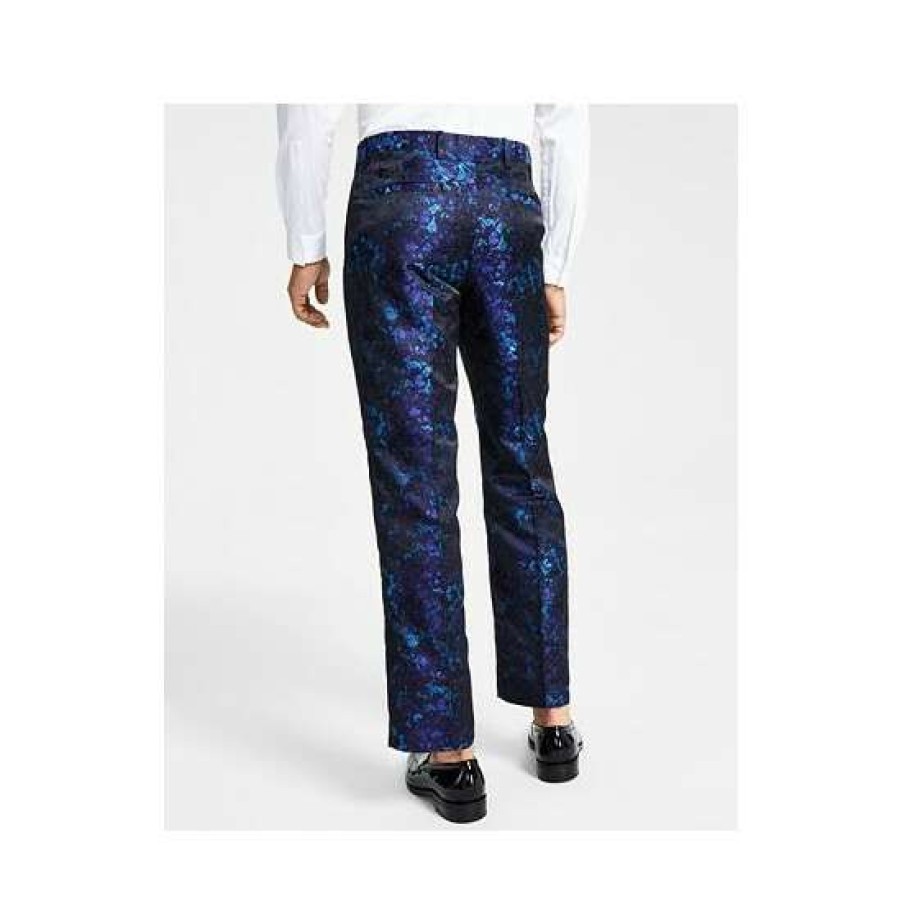 Men INC International Concepts | Discount Inc International Concepts Men'S Classic-Fit Abstract Brocade Suit Pants, Created For Macy'S Basic Navy