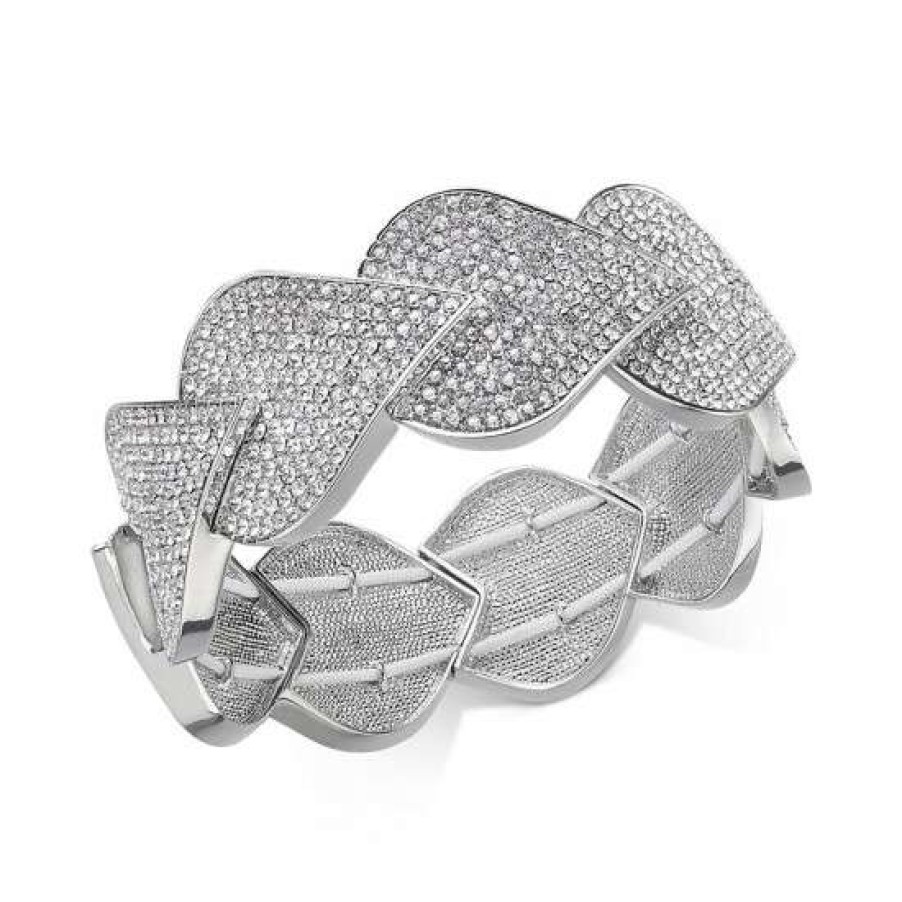 Jewelry & Watches INC International Concepts | Budget Inc International Concepts Tone Pave Teardrop Stretch Bracelet, Created For Macy'S Silver