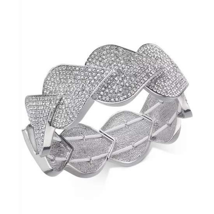 Jewelry & Watches INC International Concepts | Budget Inc International Concepts Tone Pave Teardrop Stretch Bracelet, Created For Macy'S Silver