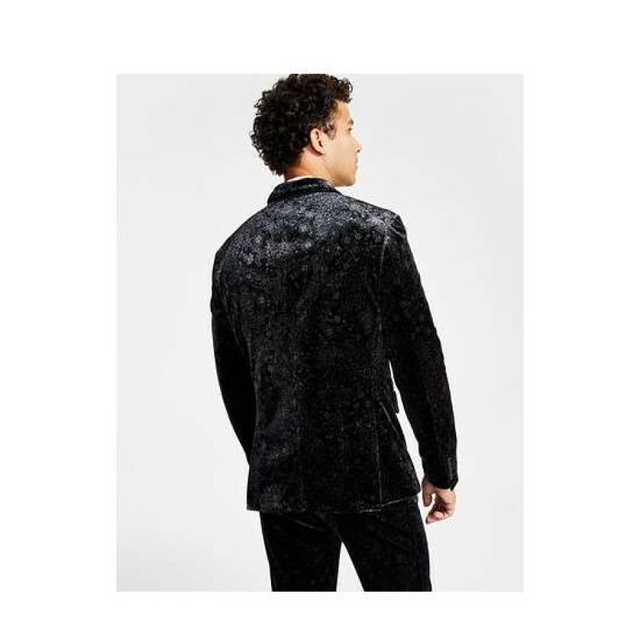 Men INC International Concepts | Deals Inc International Concepts Men'S Slim-Fit Paisley Velvet Suit Jacket, Created For Macy'S Deep Black