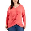 Women INC International Concepts | Buy Inc International Concepts Plus Size Twist Front Top In Print & Solids, Created For Macy'S