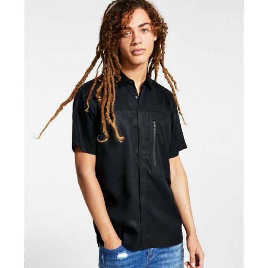 Men INC International Concepts | Outlet Inc International Concepts I.N.C. International Concepts Men'S Regular-Fit Zip-Pocket Shirt, Created For Macy'S