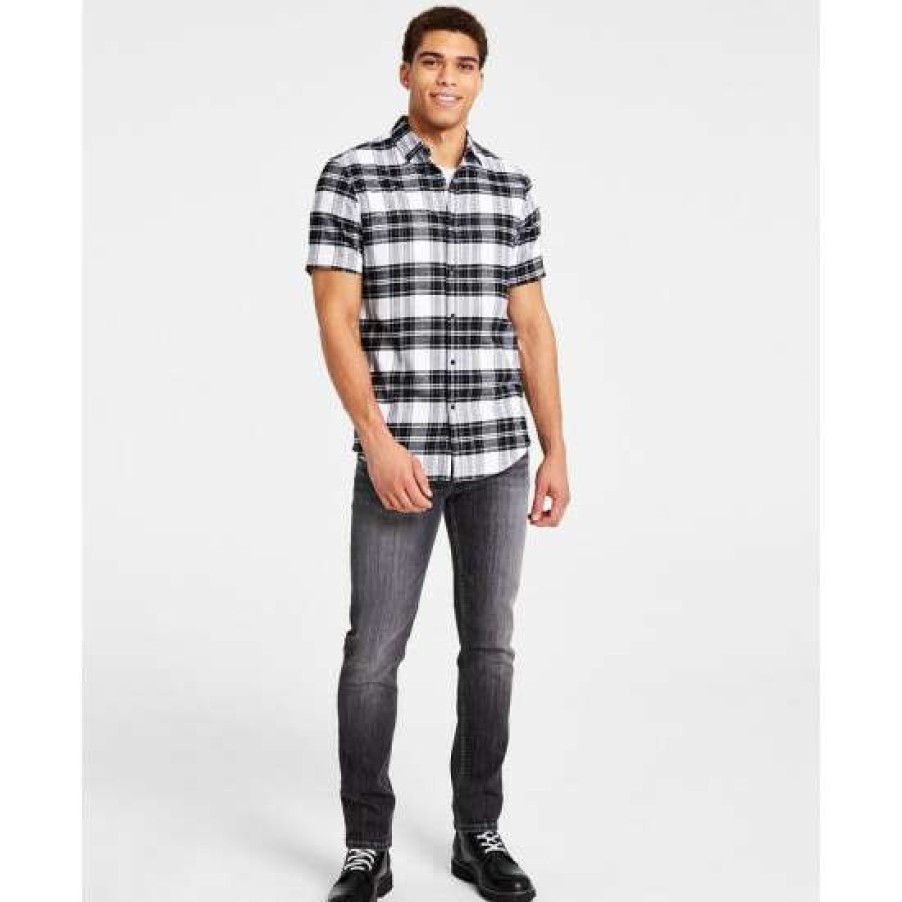 Men INC International Concepts | Top 10 Inc International Concepts Men'S Classic-Fit Metallic Plaid Button-Down Shirt, Created For Macy'S