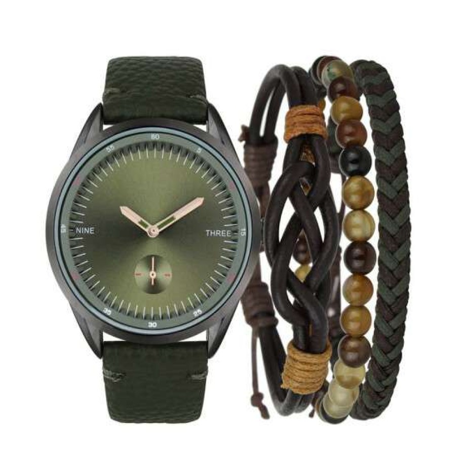 Jewelry & Watches INC International Concepts | Coupon Inc International Concepts Men'S Strap Watch 43Mm Gift Set, Created For Macy'S Green